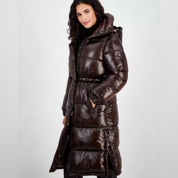 Michael Kors Shine Hooded Anorak Puffer Coat in Brown - Picture 3 of 4